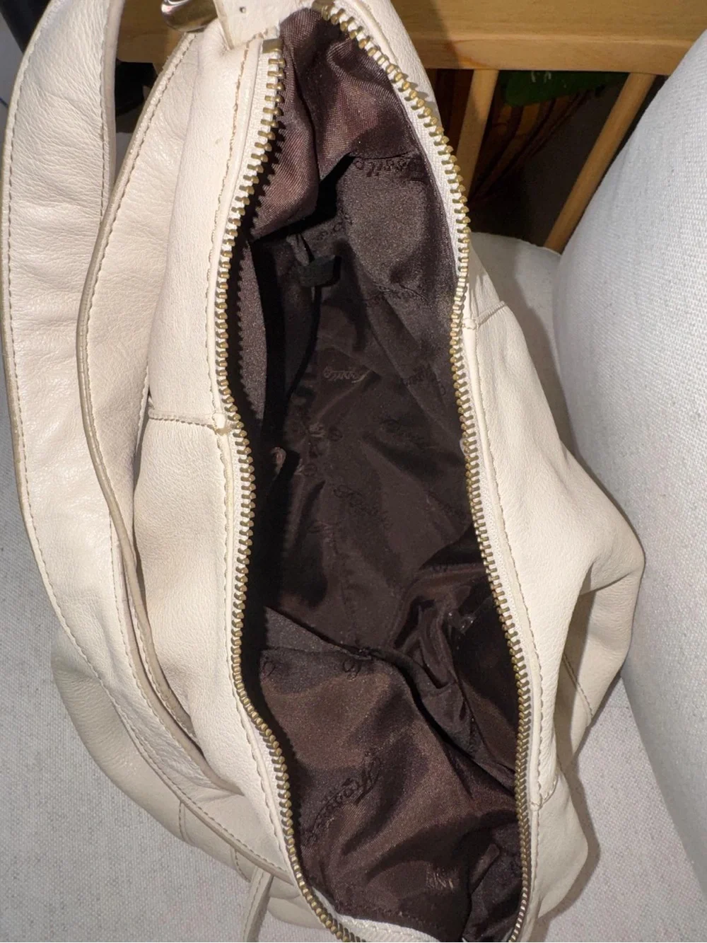 Fossil Vintage Cream Ivory Leather Shoulder Women’s Hobo Slouchy Bag Purse Y2K